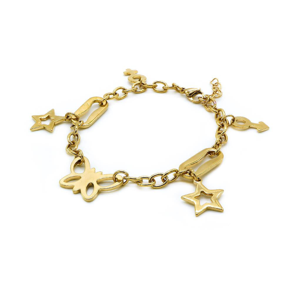 Thren Butterfly & Star Stainless Steel Charm Bracelet | SilverWorks