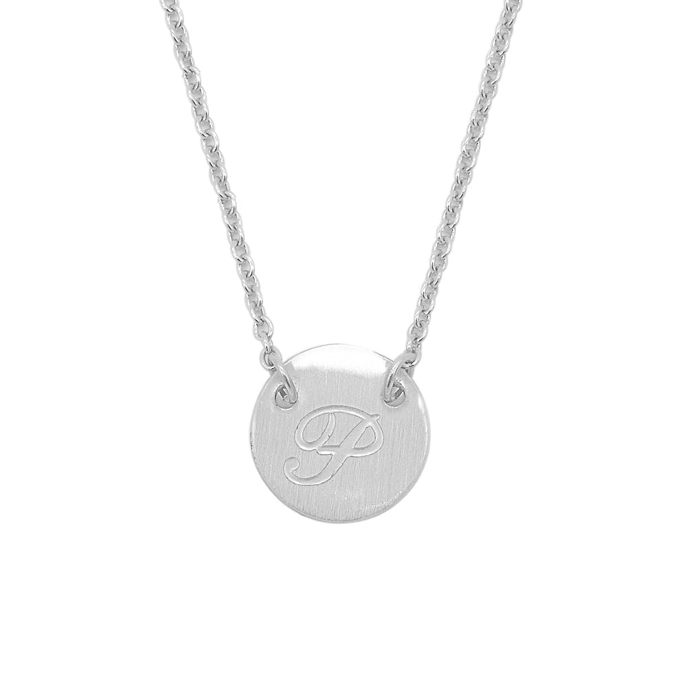 
                      
                        Reign Round Plate Letter Engraved Stainless Steel Pendant Necklace | SilverWorks
                      
                    
