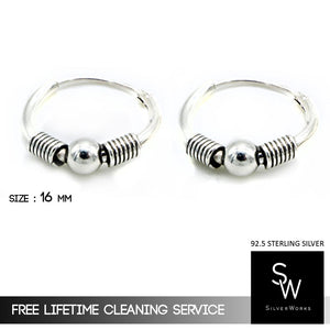 Silverworks E5095 Oxized Hoop Earrings with Ball Design