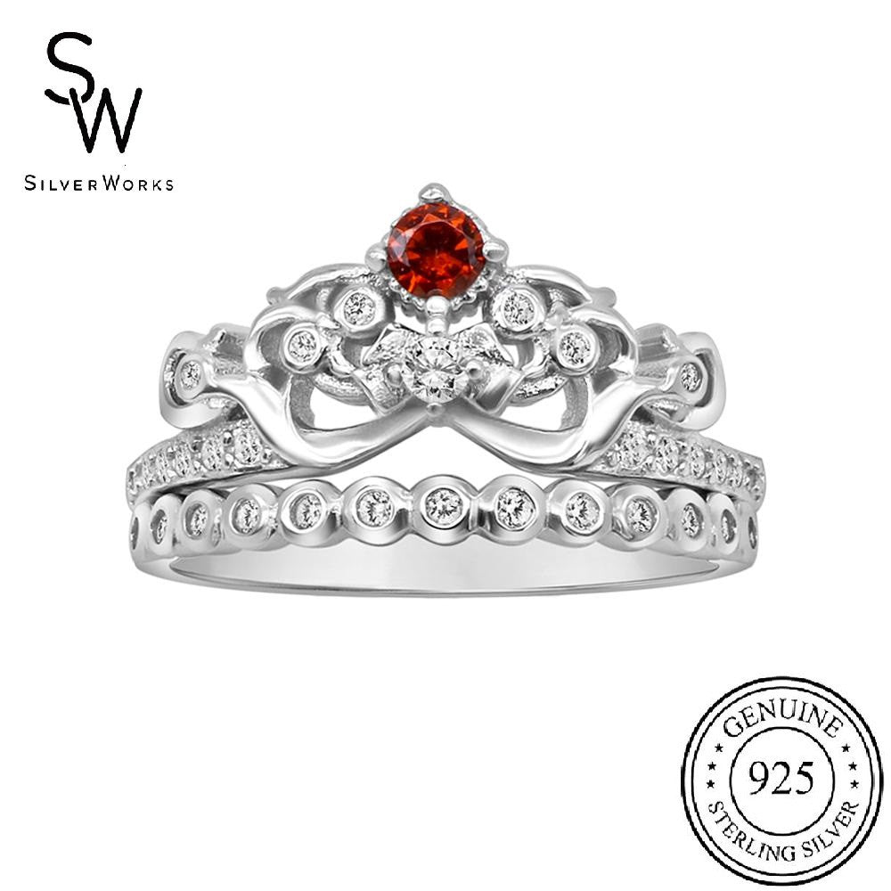 Silverworks R6338 2 in 1 Snow White Princess Ring-Disney Princess Collection