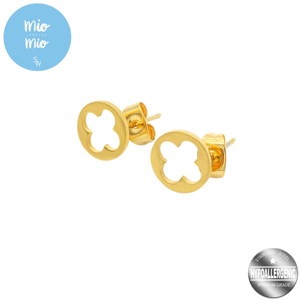 Mio Mio by Silverworks Gold Open Clover SARA Earrings - Fashion Accessory for Women X4110