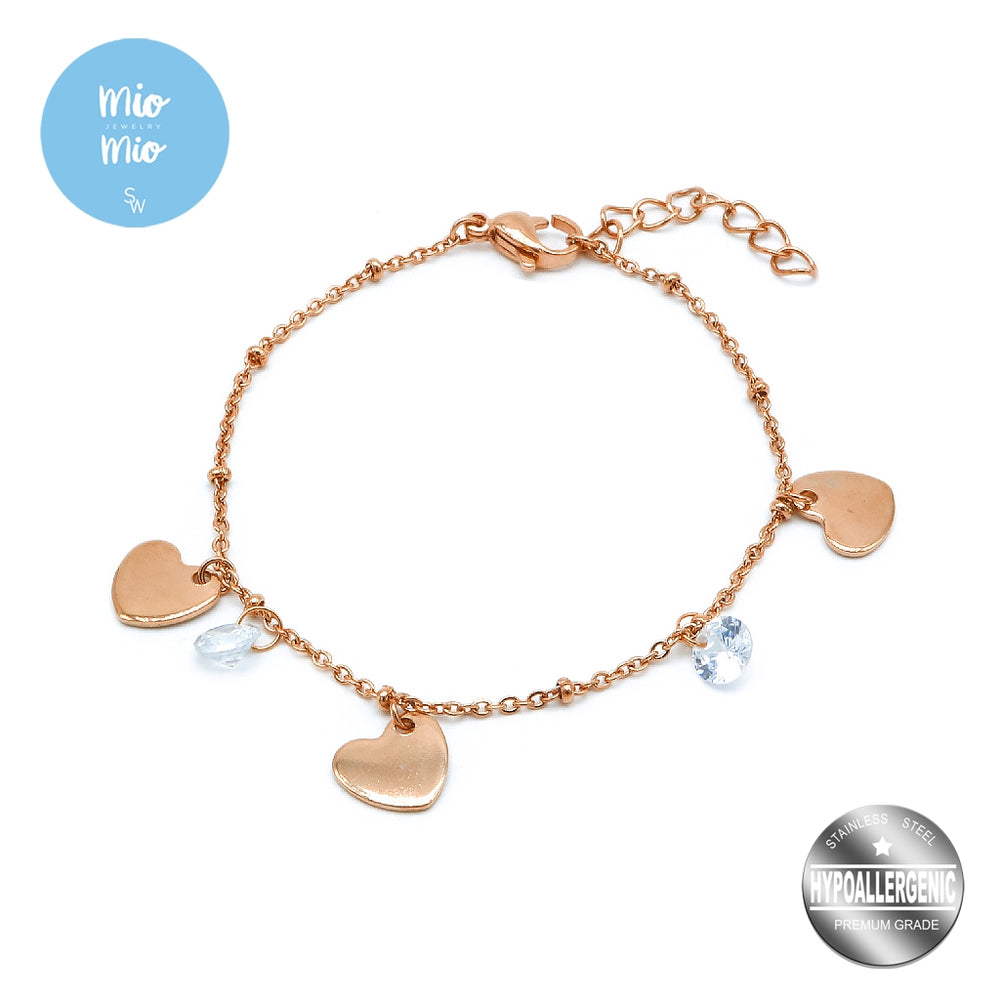 Shel Heart Stainless Steel Charm Bracelet | SilverWorks
