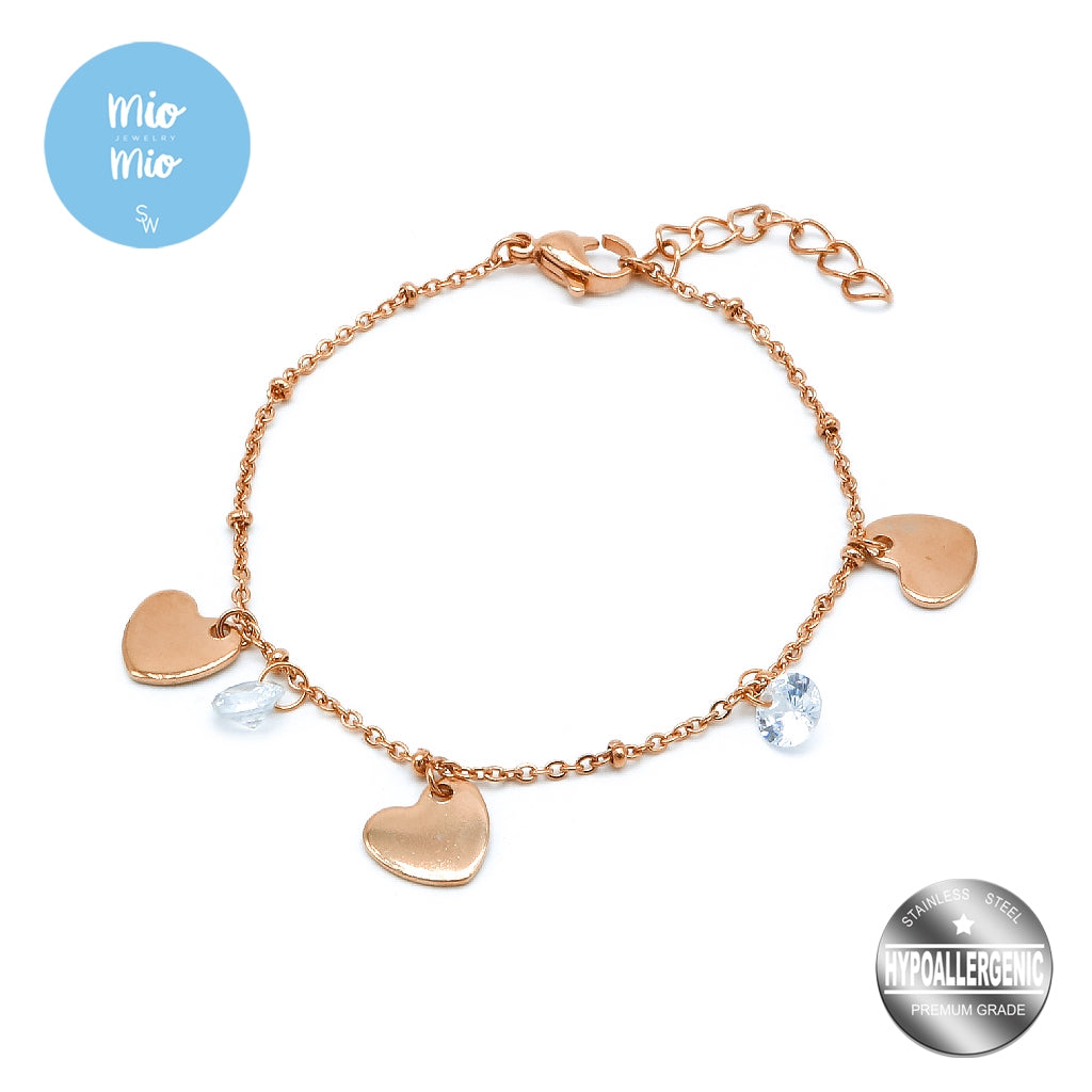 Shel Heart Stainless Steel Charm Bracelet | SilverWorks