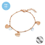 Mio Mio by Silverworks 3 Gold Flat Heart with Stone in Rolo Bracelet - Fashion for Women X4337/X4340