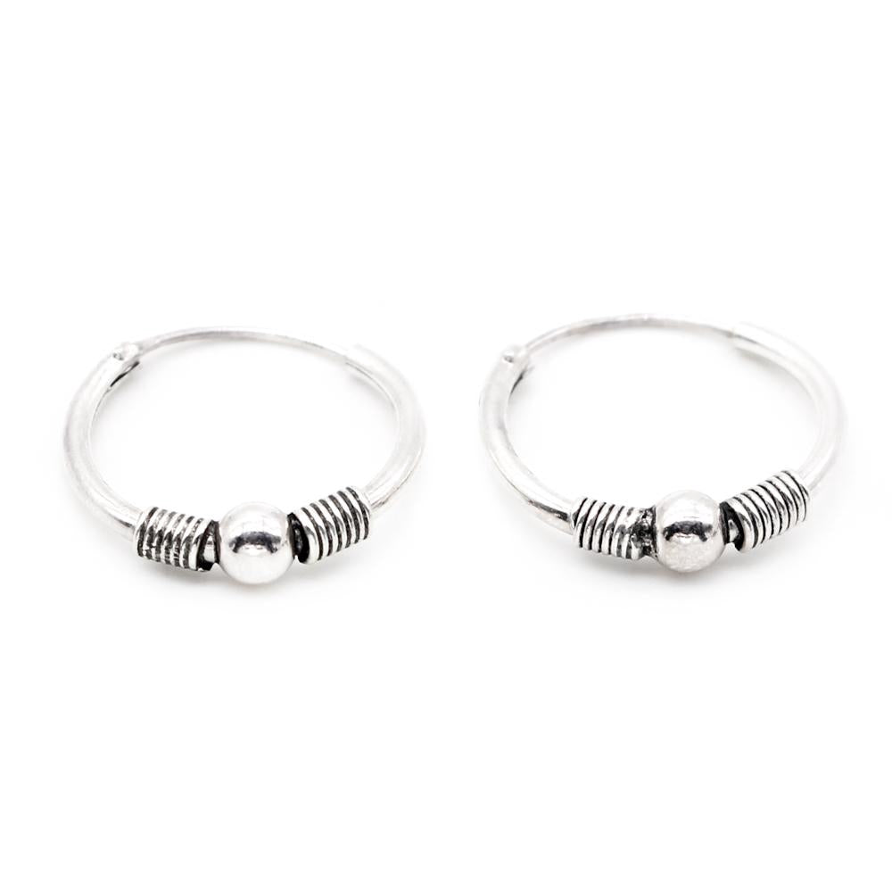 Silverworks E5095 Oxized Hoop Earrings with Ball Design