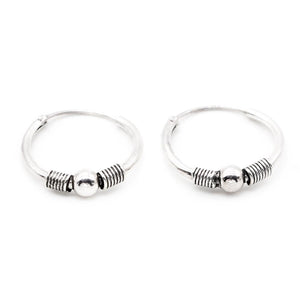 Silverworks E5095 Oxized Hoop Earrings with Ball Design