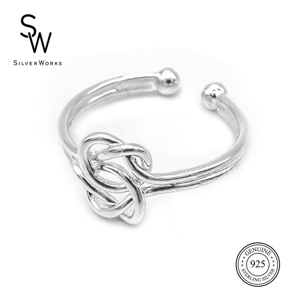 Annie Double Knot 925 Sterling Silver Open Ring | SilverWorks
