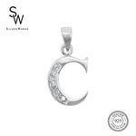 Andy Silver Letter Charm with Zirconia Stones