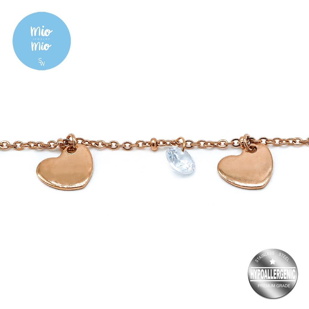 Shel Heart Stainless Steel Charm Bracelet | SilverWorks