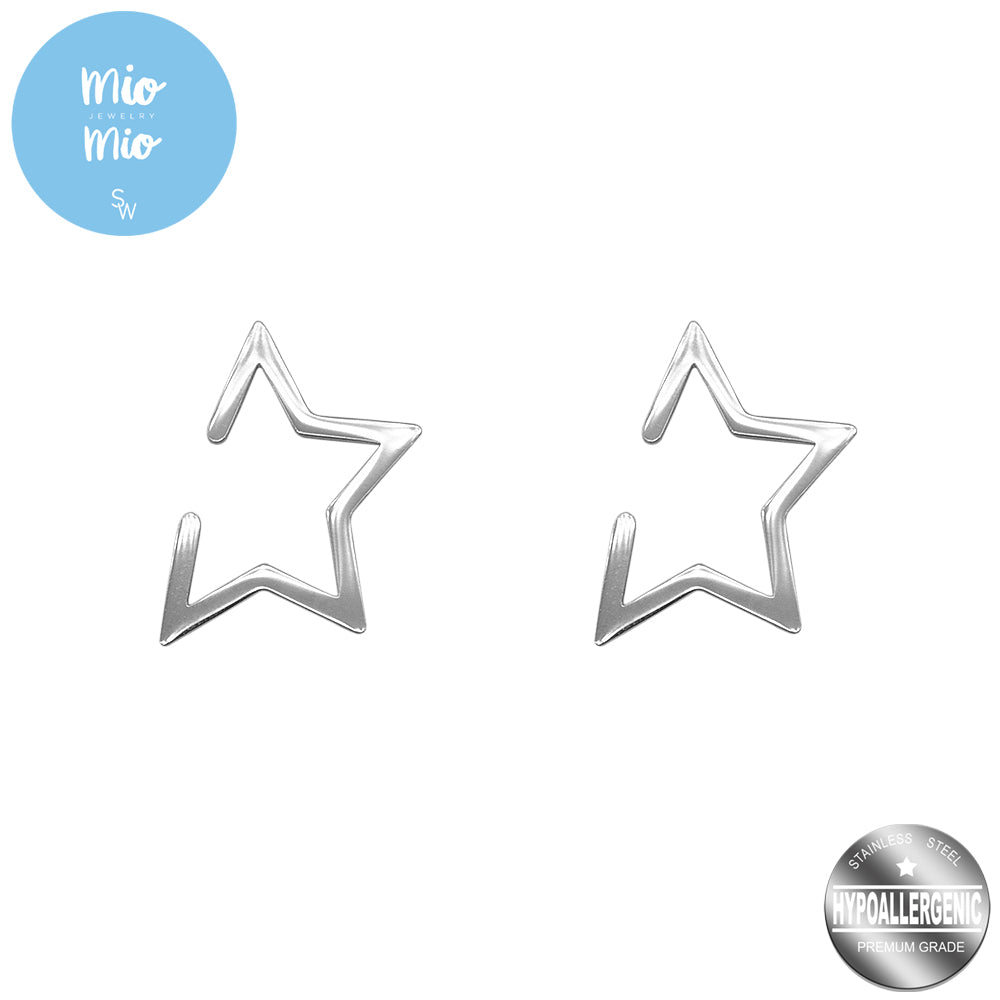 Mio Mio by Silverworks Open Star Cuff Earrings - Fashion Accessory for Women X4521-23