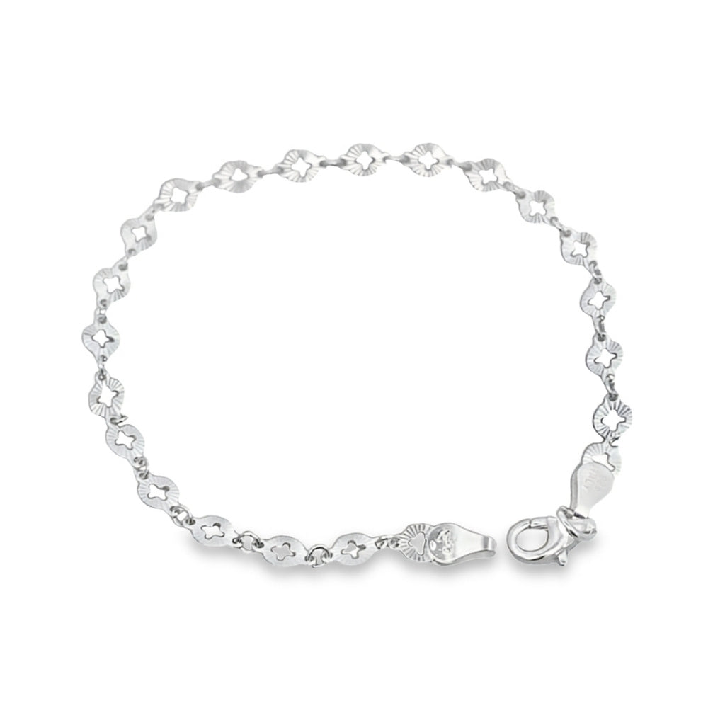 Circle Design with Star Cut 925 Sterling Silver Chain Bracelet | SilverWorks