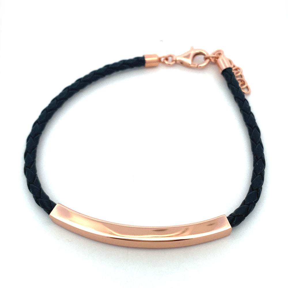 
                      
                        ROSEGOLD BAR IN BLACK LEATHER BRACELET
                      
                    