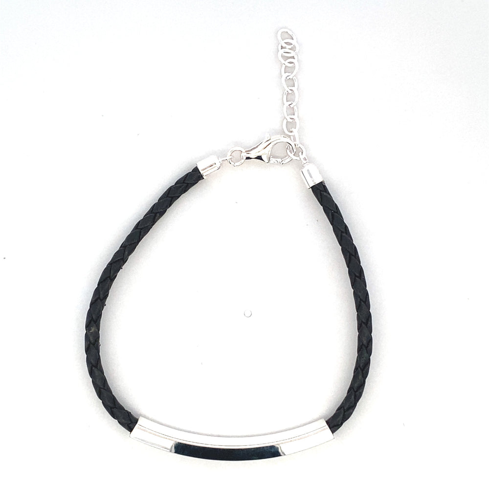
                      
                        SILVER BAR IN BLACK LEATHER BRACELET
                      
                    