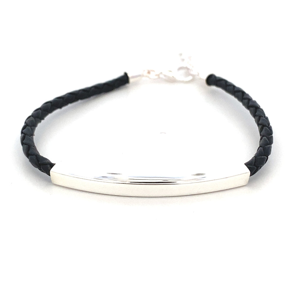 
                      
                        SILVER BAR IN BLACK LEATHER BRACELET
                      
                    
