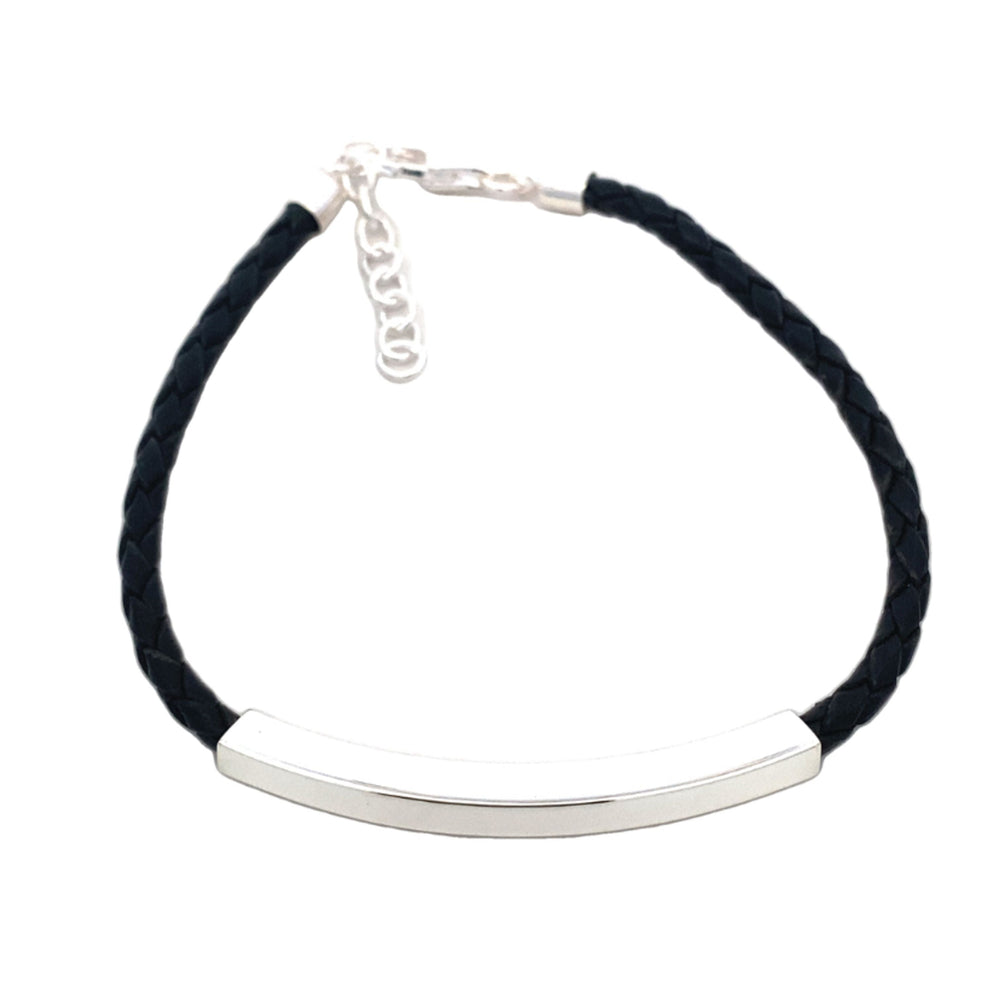 
                      
                        SILVER BAR IN BLACK LEATHER BRACELET
                      
                    