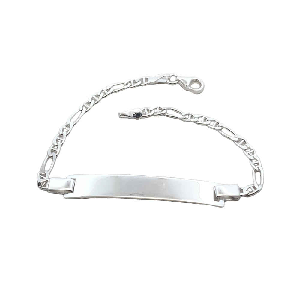 B5455 SLVR BRCLT 7IN FIGARO GUCCI CHAIN WTH ID BAR 5.3G