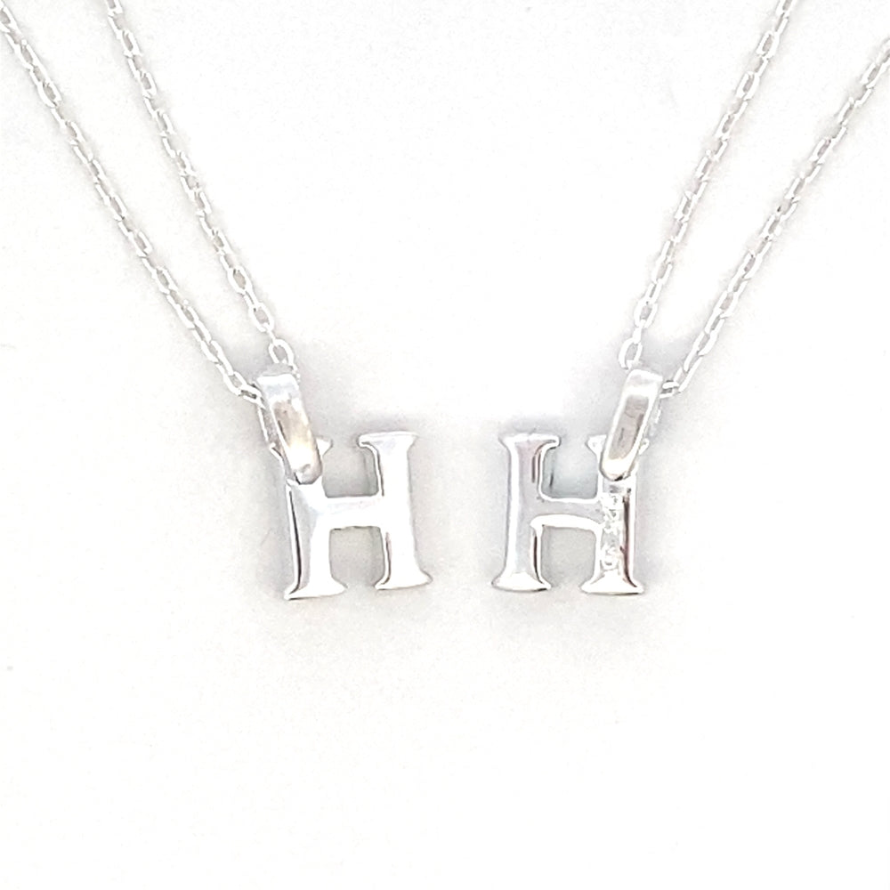 Polished Letter Pendant with Rolo Chain Necklace