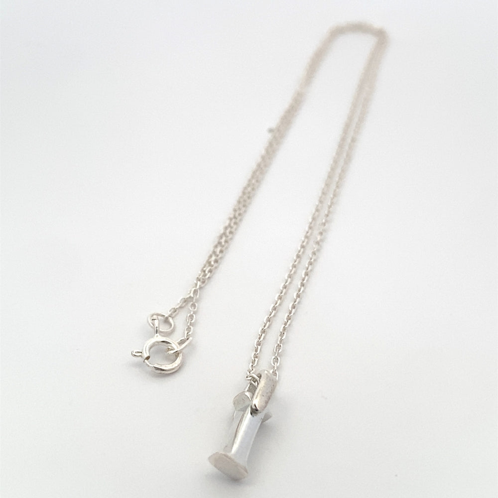 Polished Letter Pendant with Rolo Chain Necklace