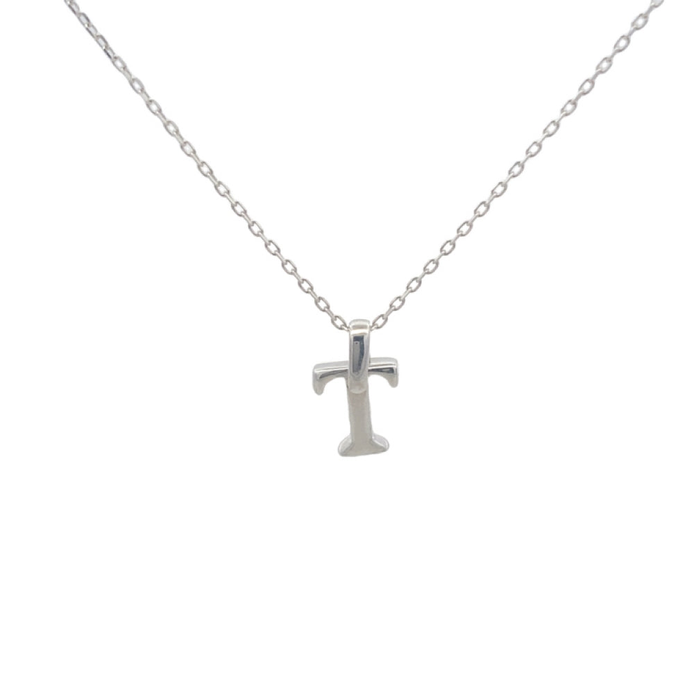 Polished Letter Pendant with Rolo Chain Necklace