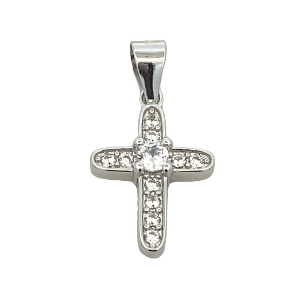 C5097 RHODIUM CROSS PENDANT IN FULL CZ 1.36G