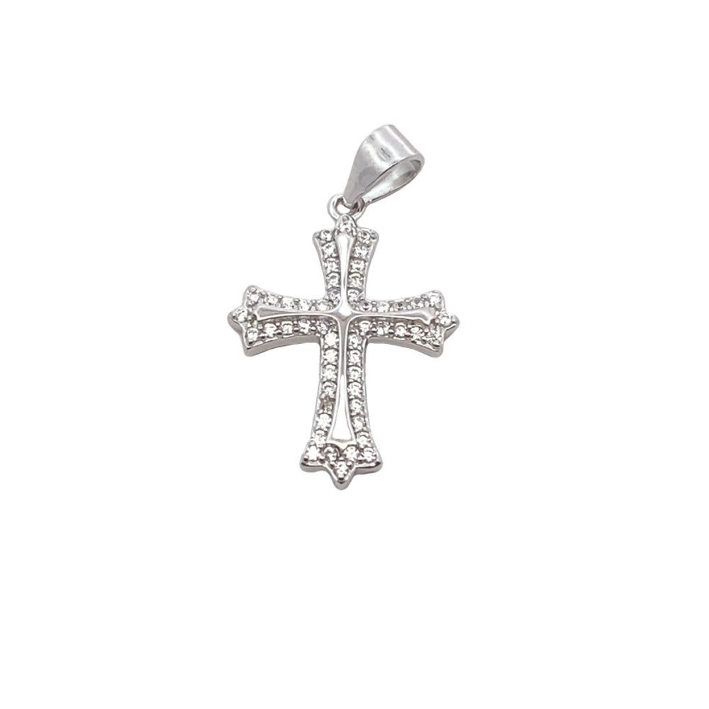 C5220 RHOD THINLINE MID CLTCCROSS WHTE SIDE CZ PNDNT 1.4G