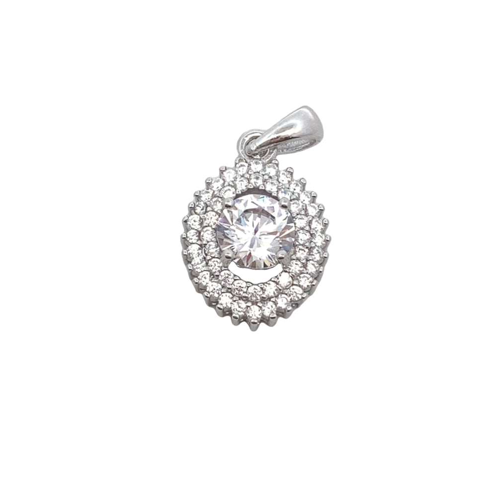 C5223 RHOD 6MM MID AND FULLSDE WHT CZ OVL PNDNT 1.9G