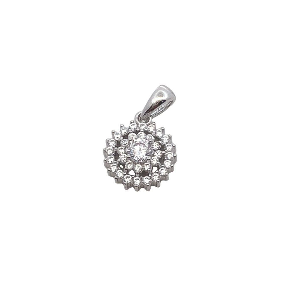 C5224 RHOD FULL WHT CZ FLOWER PNDNT 1.6G