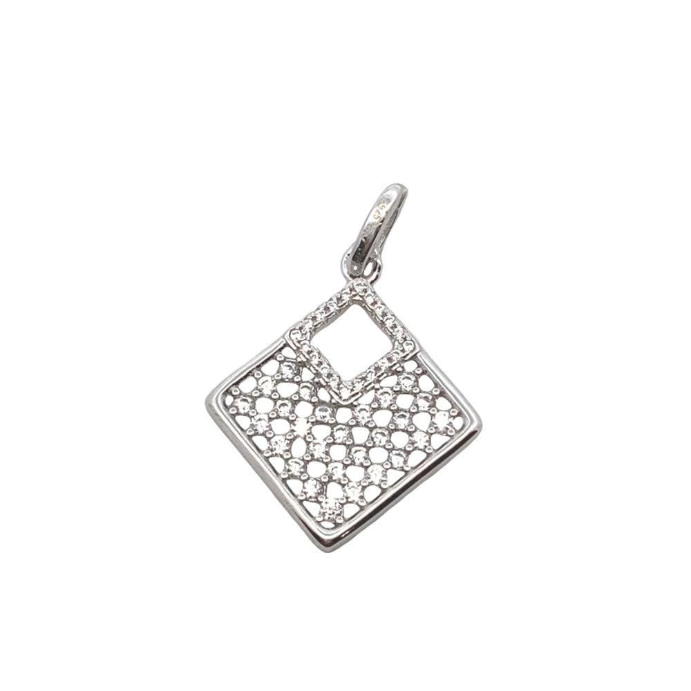 C5229 RHOD NET PTTND CUTOUT DIASHPD IN FULL WHT CZ PNDNT 1.6G