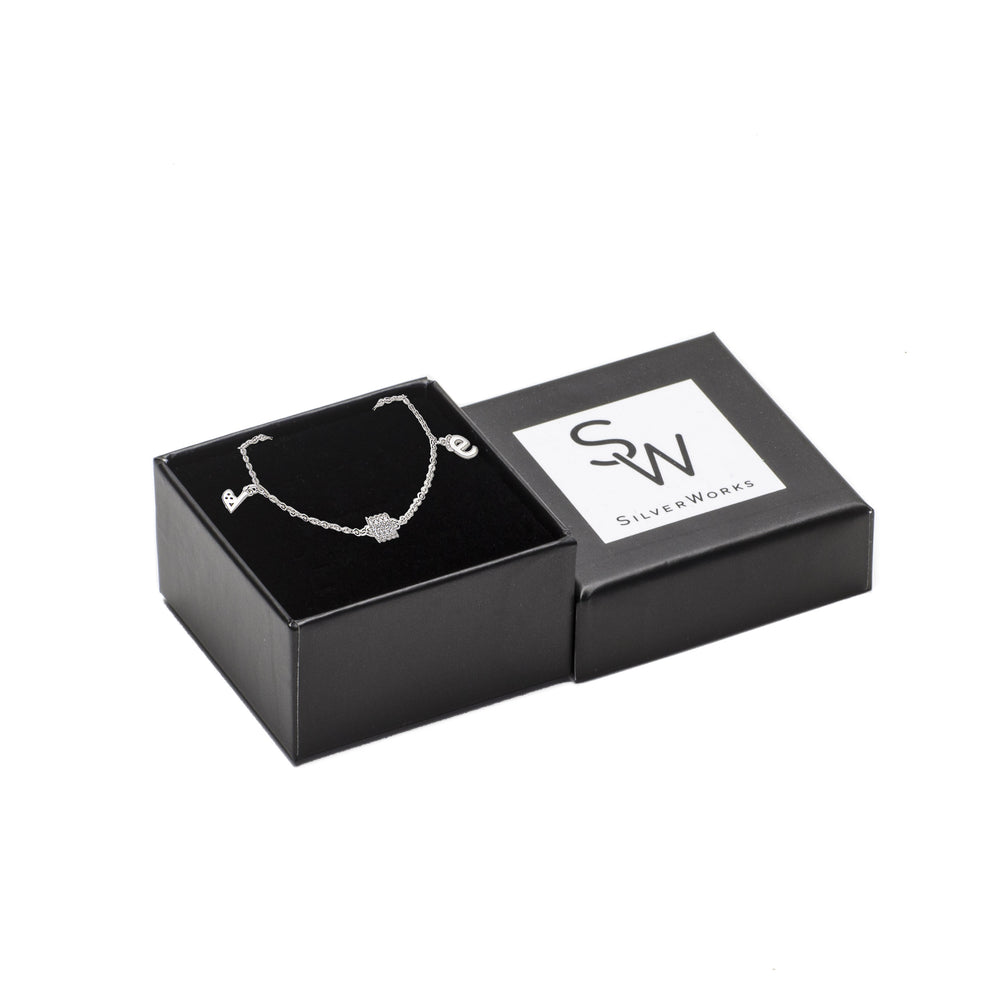 Cassidy Barrel & Love Letter 925 Sterling Silver Charm Bracelet | SilverWorks