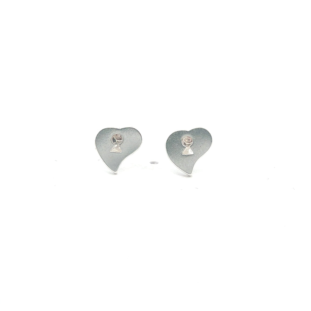 Martha Keyhole Heart 925 Sterling Silver Stud Earrings