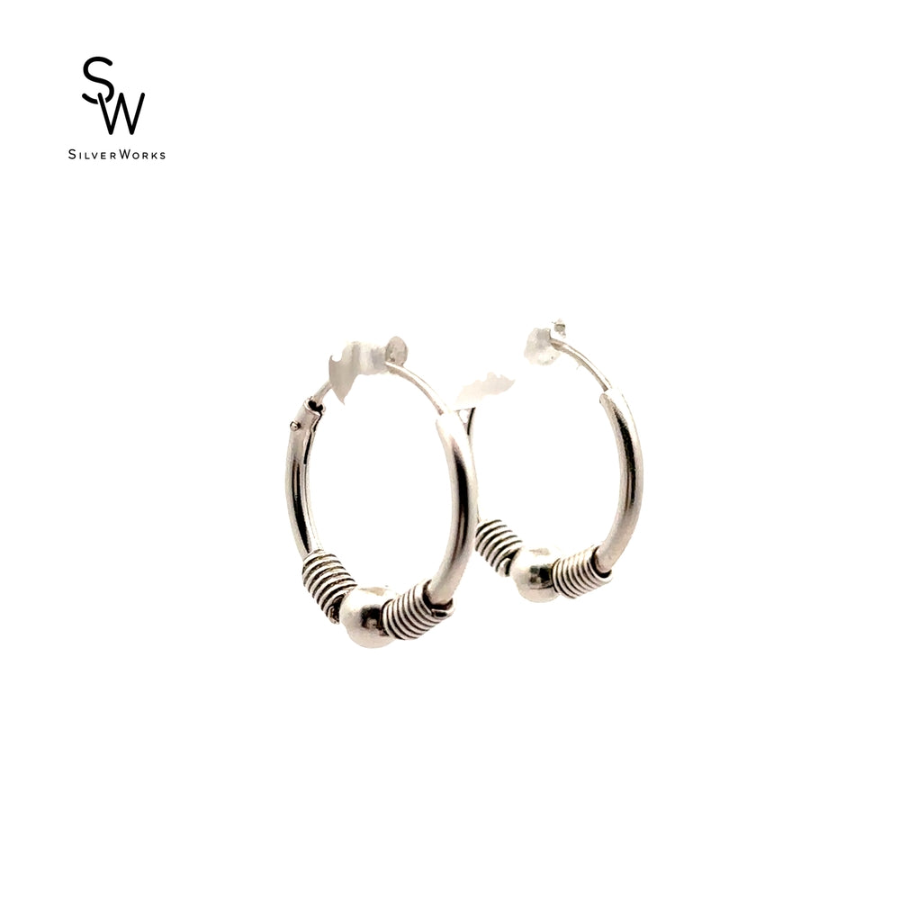 
                      
                        Silverworks E5095 Oxized Hoop Earrings with Ball Design
                      
                    