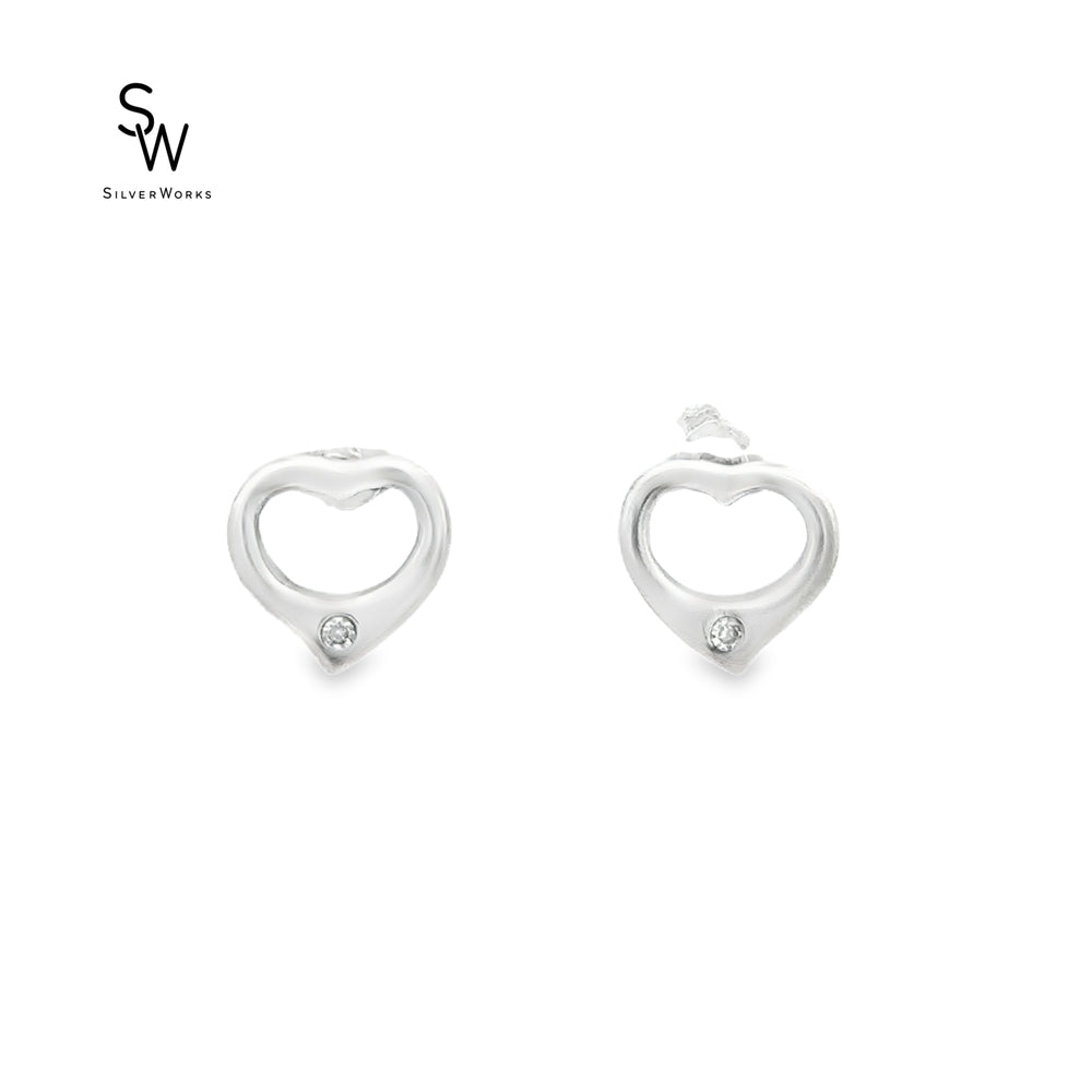 E5842 OPEN HEART STUD WITH CUBIC ZIRCONIA