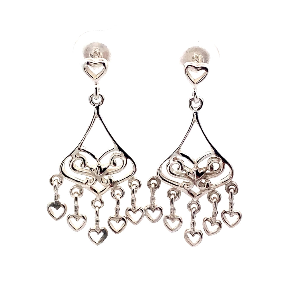 E6117 PLAIN CHANDELIER STUD EARRINGS WITH 5 HEARTS