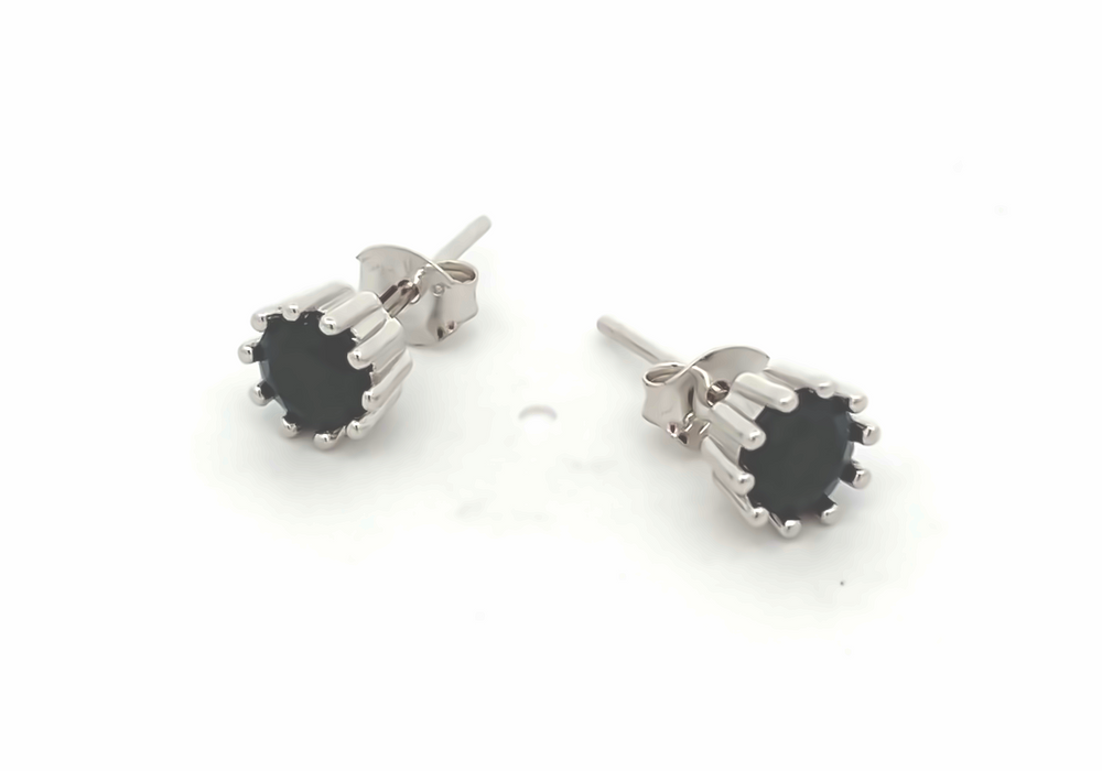 E7144 ROUND 5MM BLACK CZ STUD EARRING