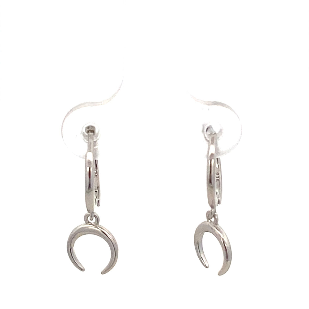 
                      
                        Luna Crescent Moon 925 Sterling Silver Hoop Drop Earrings | SilverWorks
                      
                    
