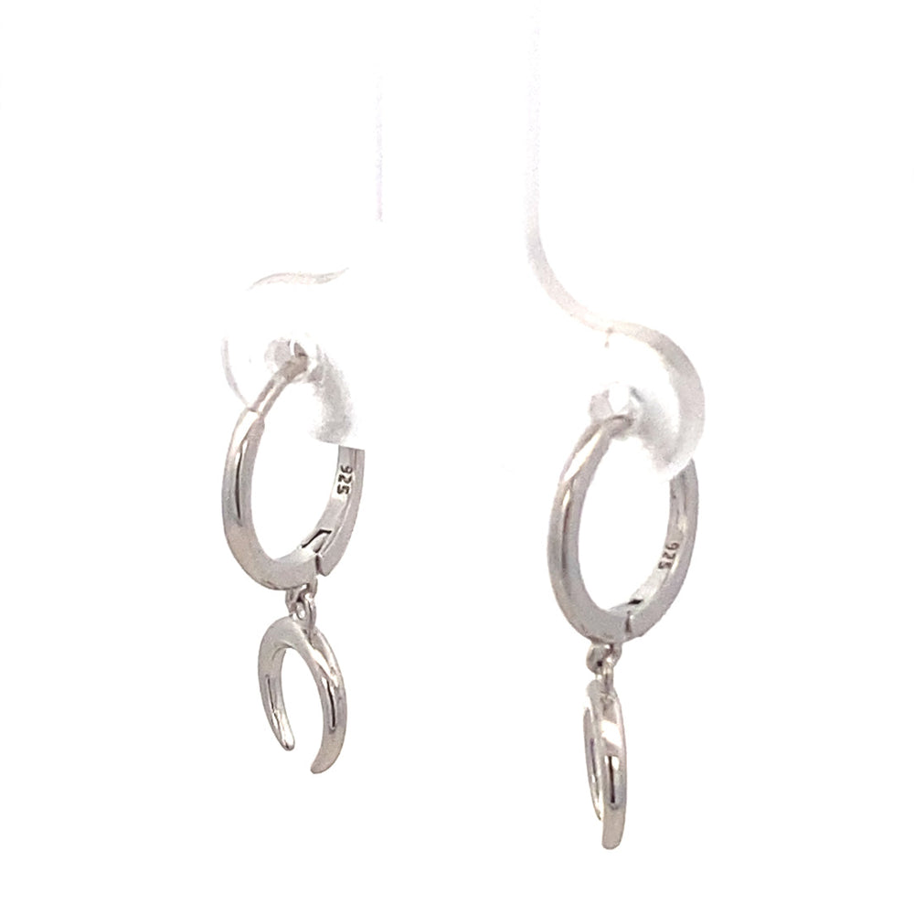 
                      
                        Luna Crescent Moon 925 Sterling Silver Hoop Drop Earrings | SilverWorks
                      
                    