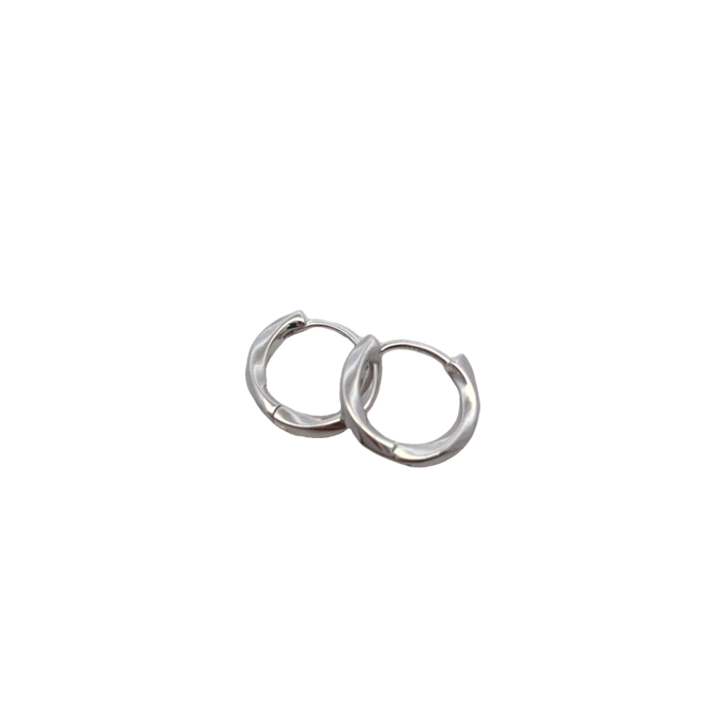 E7803 THICK TWISTED RHODIUM HUGGIE EARRING 1.83G