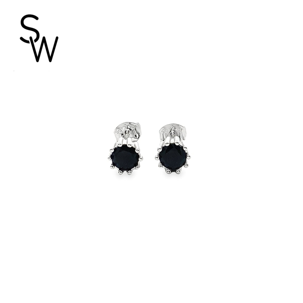 E7956 10 PRONG RND 5MM BLACK CZ STUD 1.6G