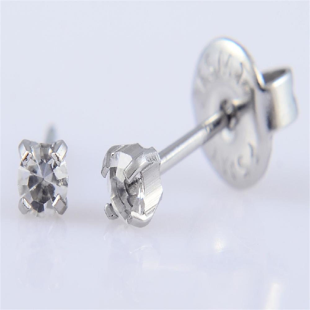 E7982 SS 3MM CLEAR WHT CRYSTAL EARPIERCING