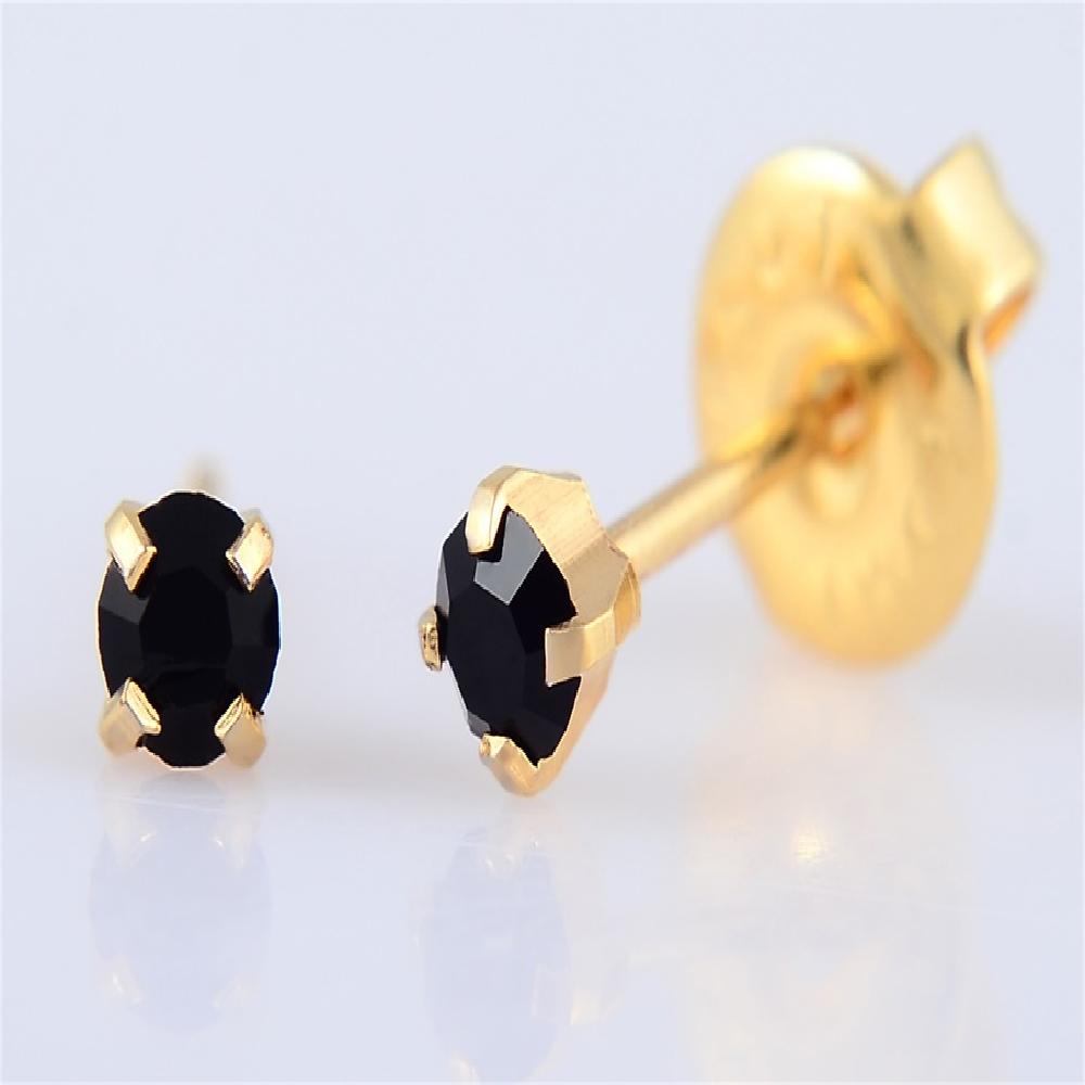 E7983 SS GPLTD 3MM BLK CRYSTAL EARPIERCING
