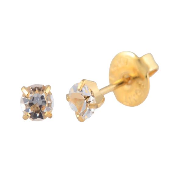 E7984 SS GP 4MM WHT CRYSTAL EARPIERCING