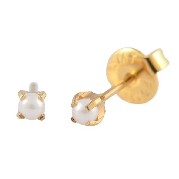 E7987 GODPLATED SS 2.5MM WHITE PEARL EARPIERCING