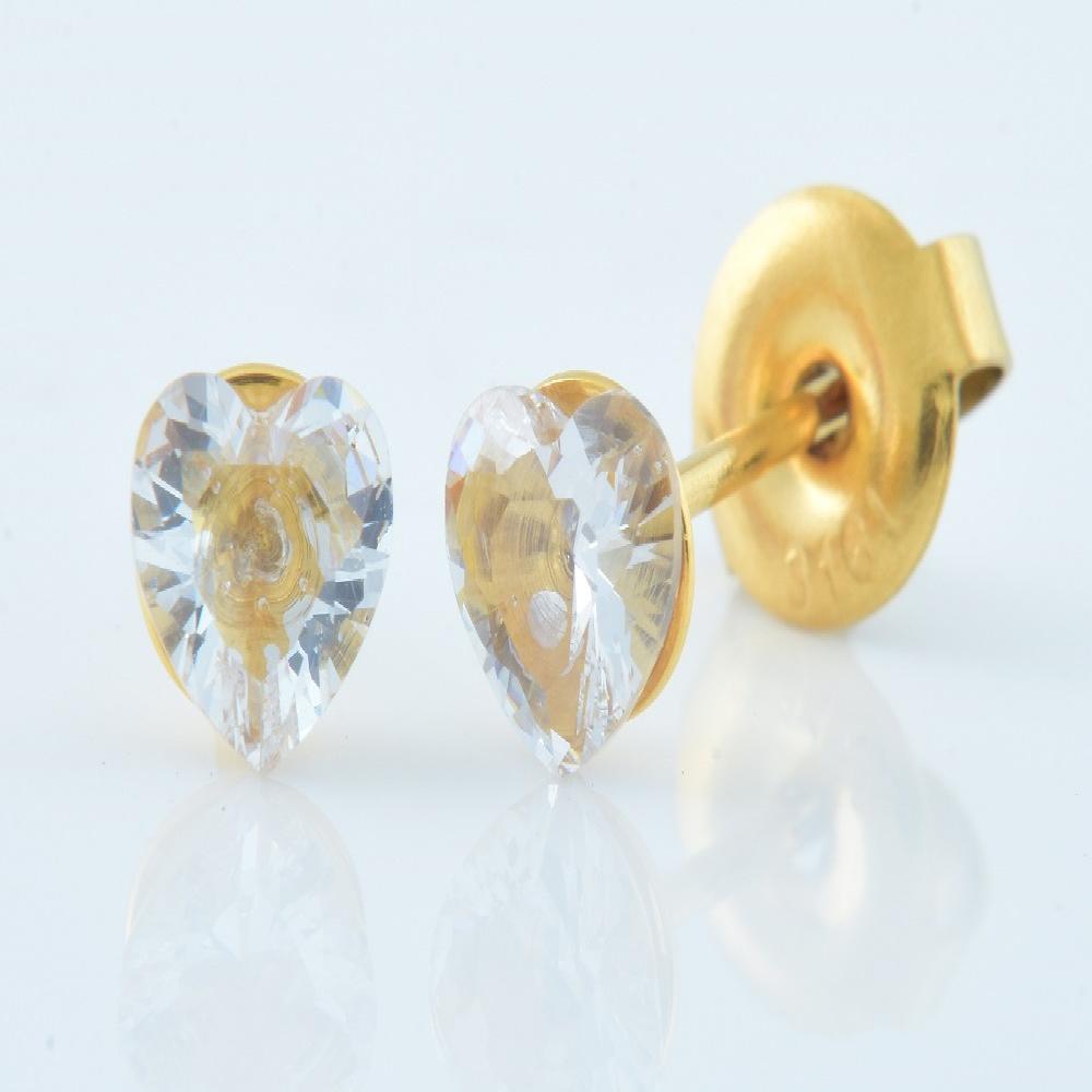 E7993 GPLTD SS WHT HEART CRYSTL EARPIERCING