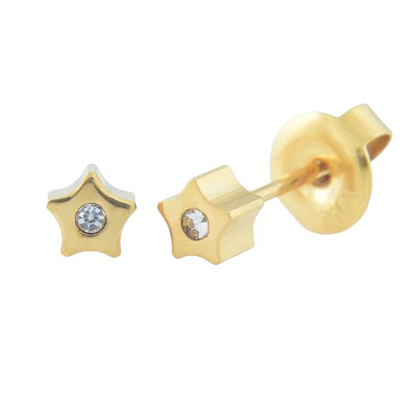 E7996 GPLTD SS STAR WTH WHTE CRYSTL BABYEARPIERCING
