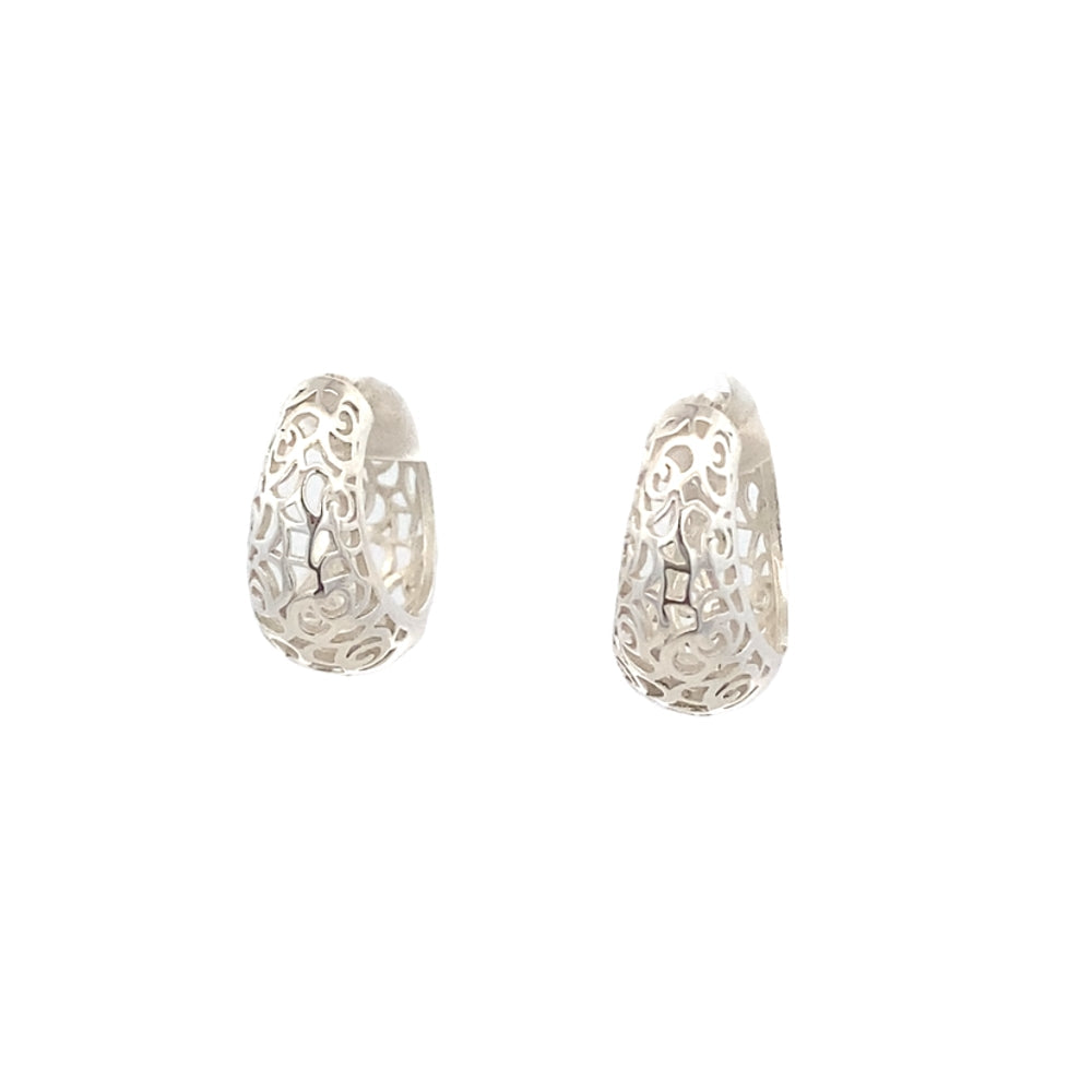 Celeste Silver Filigree Teardrop Design 925 Sterling Silver Hoop Earrings | SilverWorks