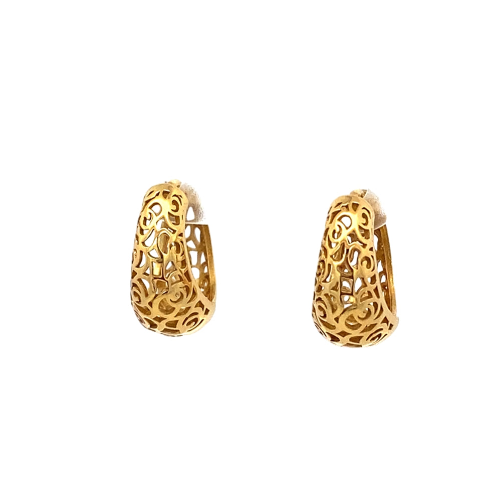 Celeste Gold Filigree Teardrop Design 925 Sterling Silver Hoop Earrings | SilverWorks