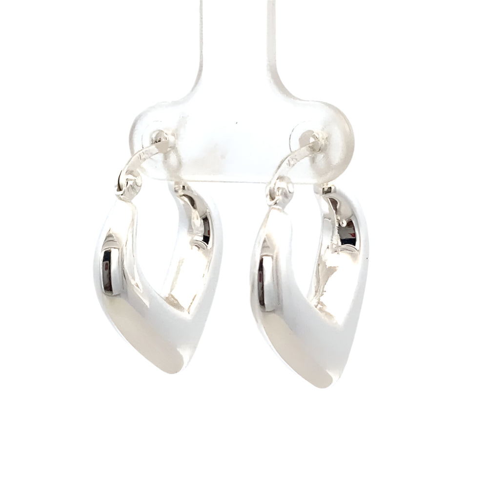 Cara Silver Heart 21mm 925 Sterling Silver Hoop Earrings | SilverWorks