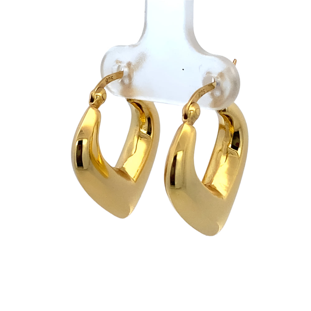 Cara Gold Heart 21mm 925 Sterling Silver Hoop Earrings | SilverWorks