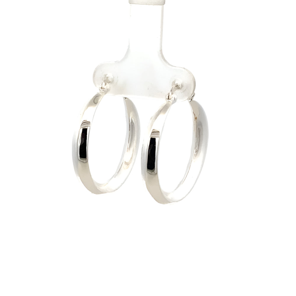 Kira Silver Knife Edge 32mm 925 Sterling Silver Hoop Earrings | SilverWorks