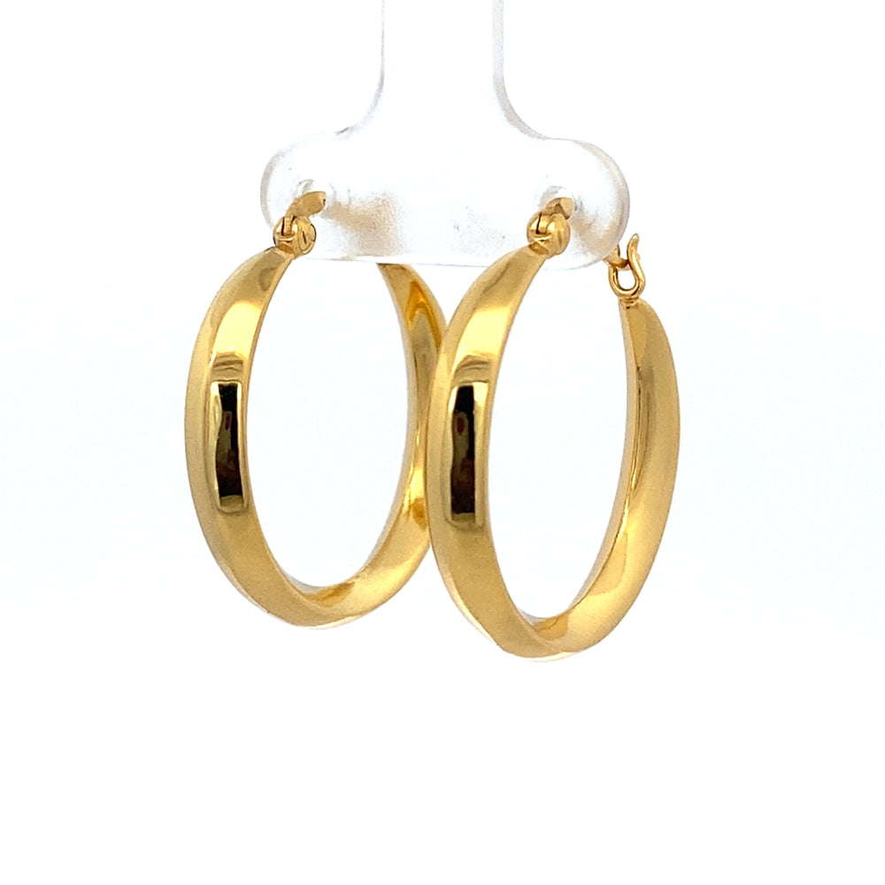 Kira Gold Knife Edge 32mm 925 Sterling Silver Hoop Earrings | SilverWorks